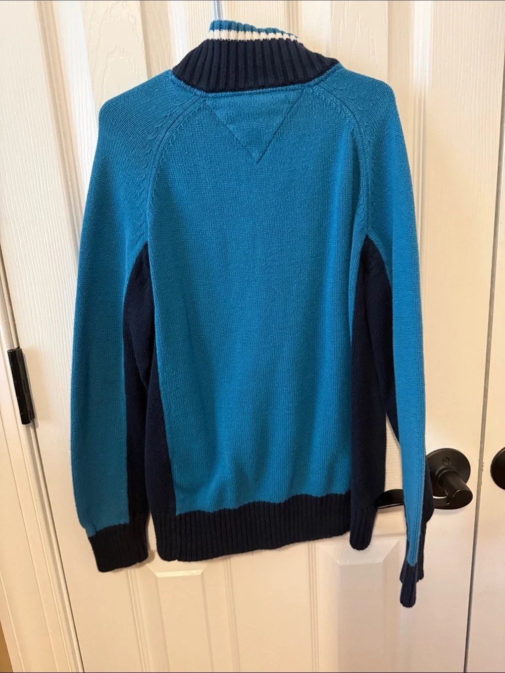 Tommy Hilfiger Teal and Navy Full-Zip Knit Jacket